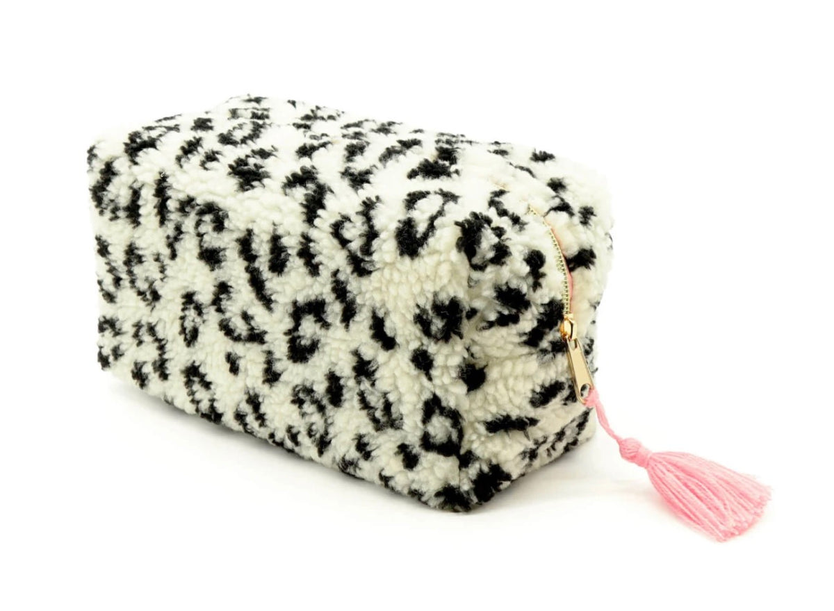 Kosmetiktasche eckig Teddy "Leo" weiß/rosa