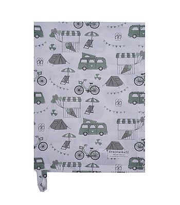 Geschirrhandtuch Krasilnikoff "Camping Urlaub grün"